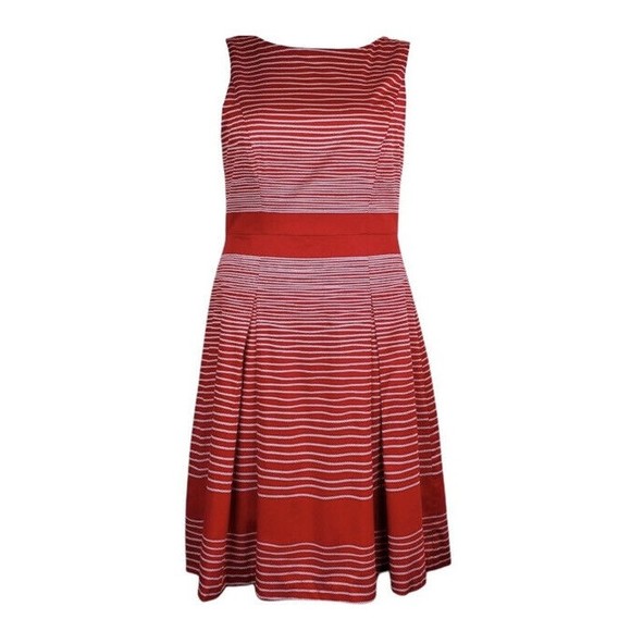 Talbots Dress 8 Medium Fit Flare Red White Stripe Sailor Nautical Cotton $179 - Picture 2 of 7